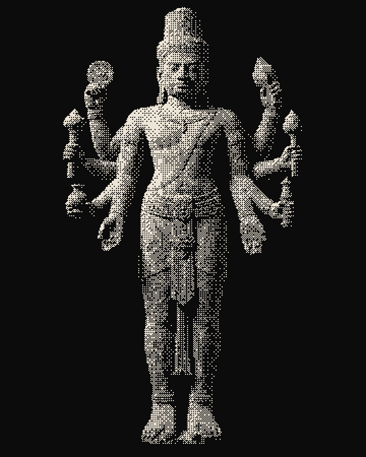 Sandstone statue of eight-armed Vishnu in Angkor Wat style